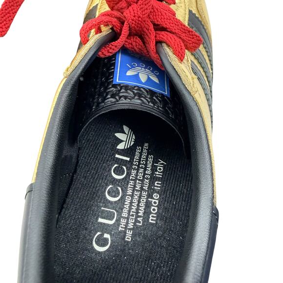 Gucci x Adidas Gazelle Leather Wedge Sneakers Lace Up Gold Size 37 - Picture 9 of 10